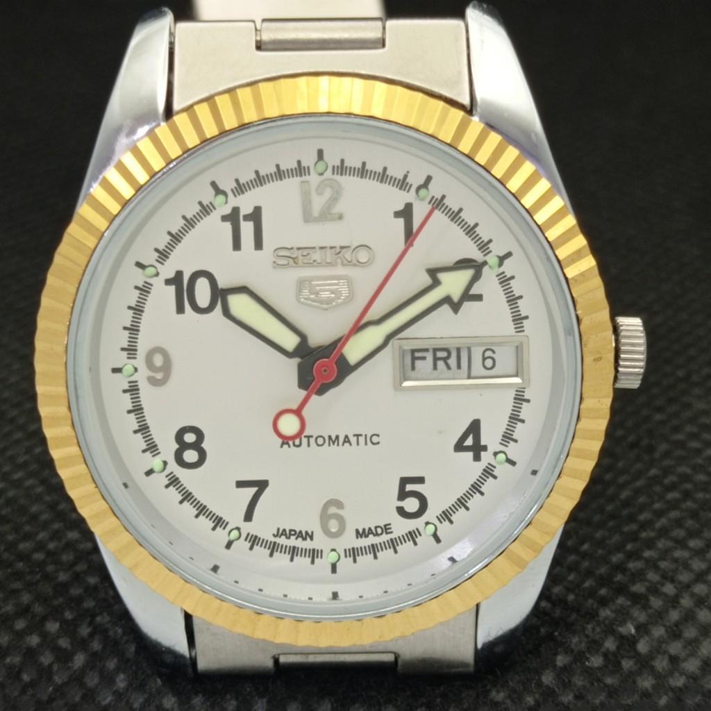 USED SEIKO 5 AUTOMATIC JAPAN MENS RARE GOLDEN MOVEMENT WATCH 575b-a305060-9 SKU575b-a305060