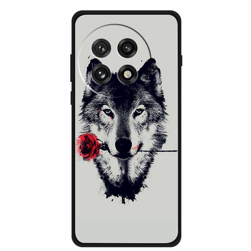 Funda For OnePlus13 5G Case OnePlus 13R Black Silicone Soft Flower Fashion TPU Back Cover For OnePlus13 13R Case Protective Capa