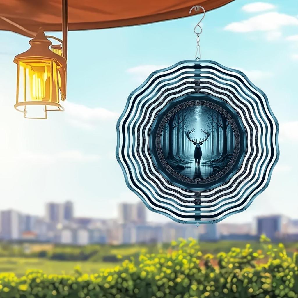10-Inch Shadow of The Forest Wind Spinner – 360° Rotating 3D Hanging Kinetic Decor for Garden, Yard, or Indoor