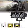 Shock-proof Motorcycle LED Spotlights Dual Color Lights Three-eye Lens  Driving Light