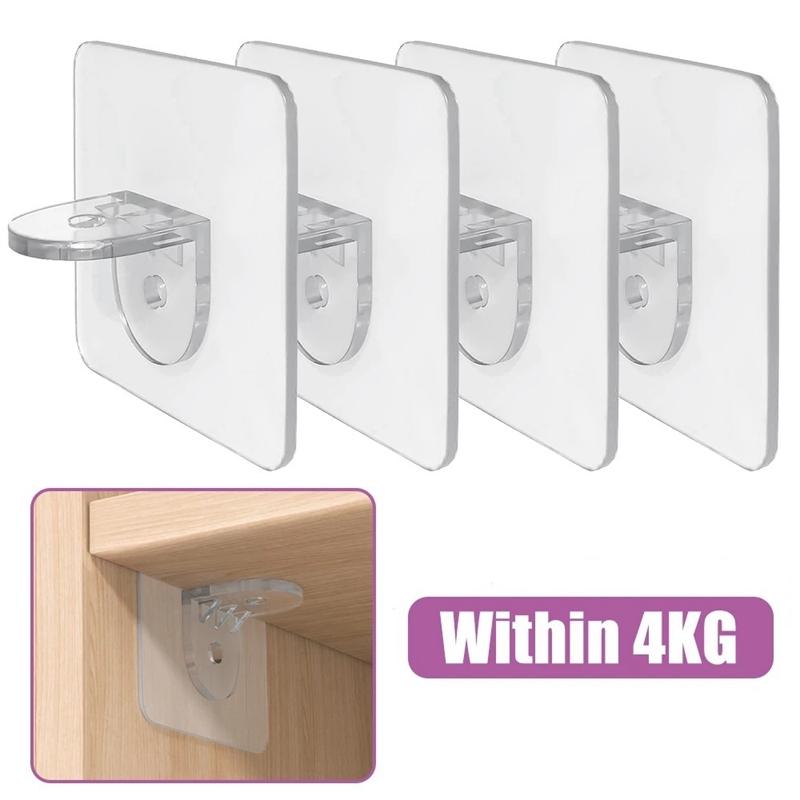 1 st Hyllstöd Krokar Garderob Board Hållare Kök Badrumsgarderob Klistermärke Vägg Självhäftande pluggar Förvaring Organizer Hållare
