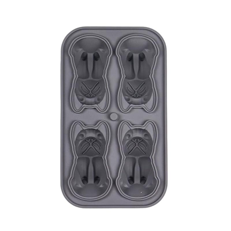 Bulldog Shaped Ice Cube Tray Flexible Silicones Dog Mold Convenient Ice Making Molds Multifunctional Kitchen Tool