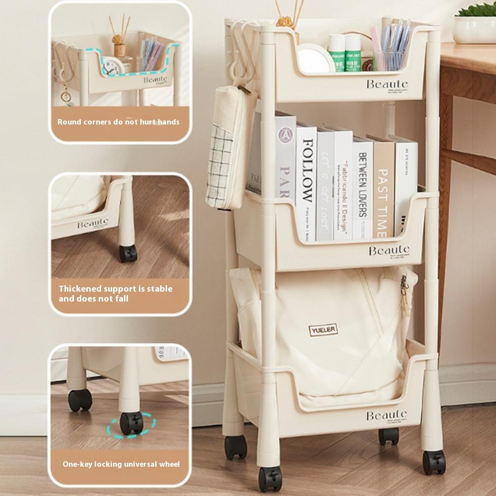 

Slim 4-Tier Rolling Cart Storage Rack Under Desk Organizer for Home/Student Use with Wheels Type A