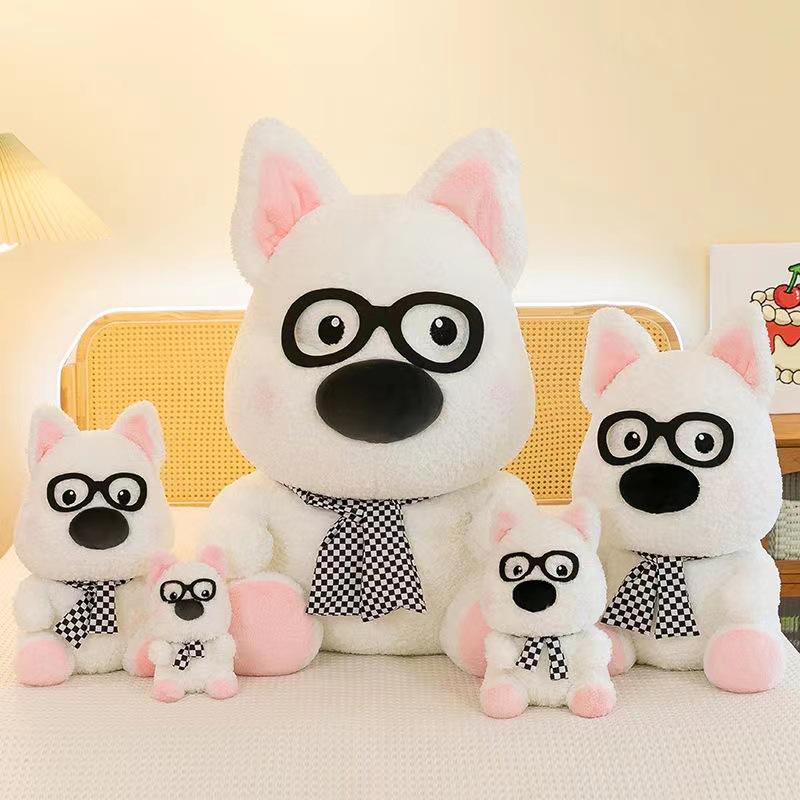 

Cute Cute Glasses Dog Doll Plush Toy West Highland Puppy Children Bed Doll To Sleep With Birthday Gift 24cm
