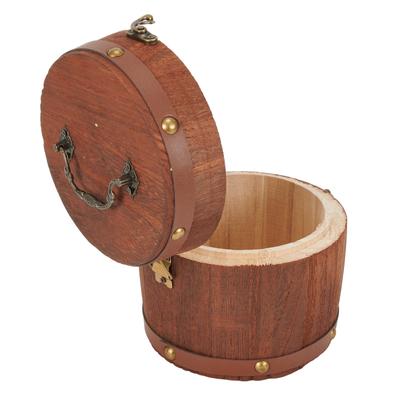 Cutie Depozitare Cutie Container din Lemn Antichizat pentru Ceai Cafea cu Capac Metalic Vintage
