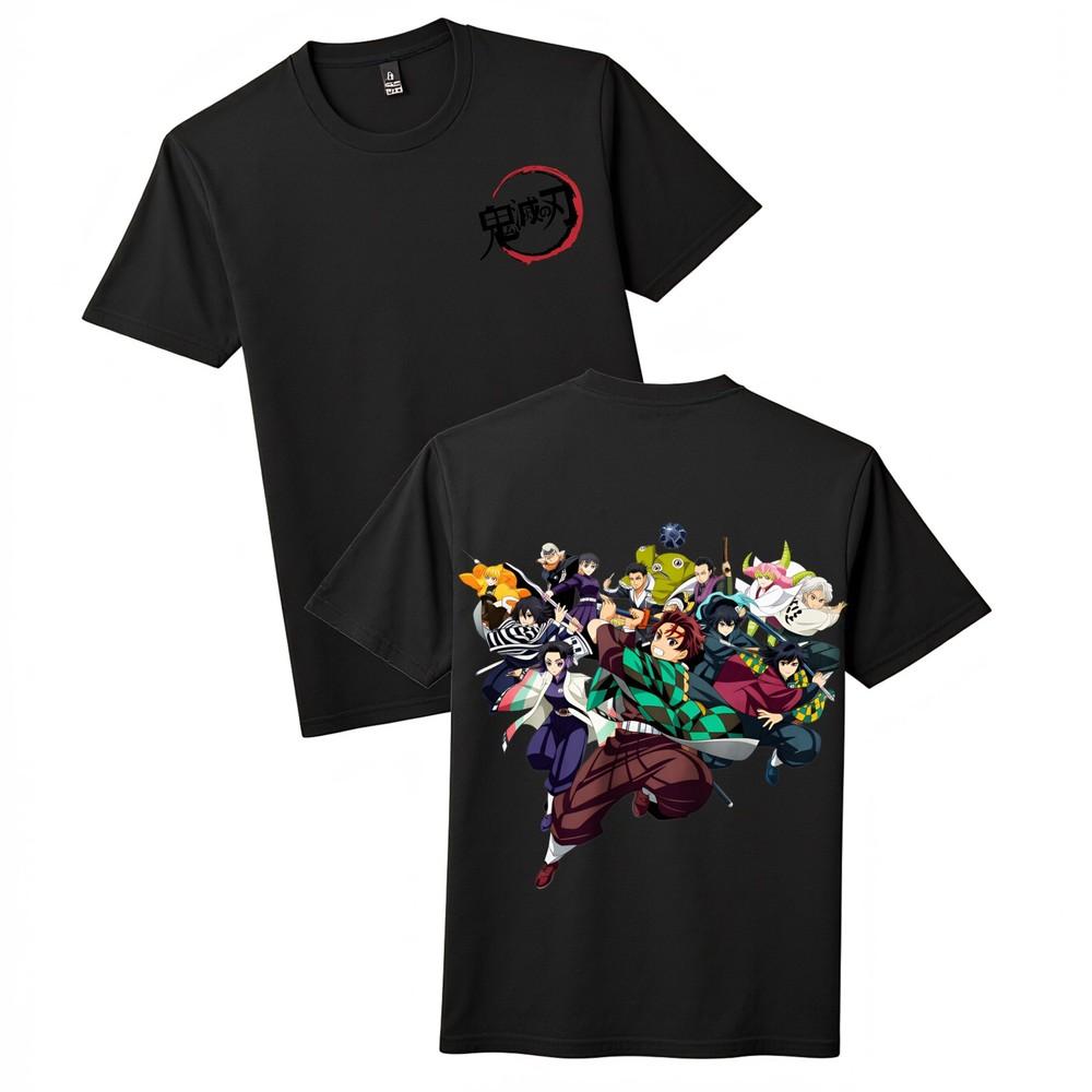 Demon Slayer Front Logo Back Group T-Shirt|Anime Kimetsu No Yaiba 2-Sides Tee