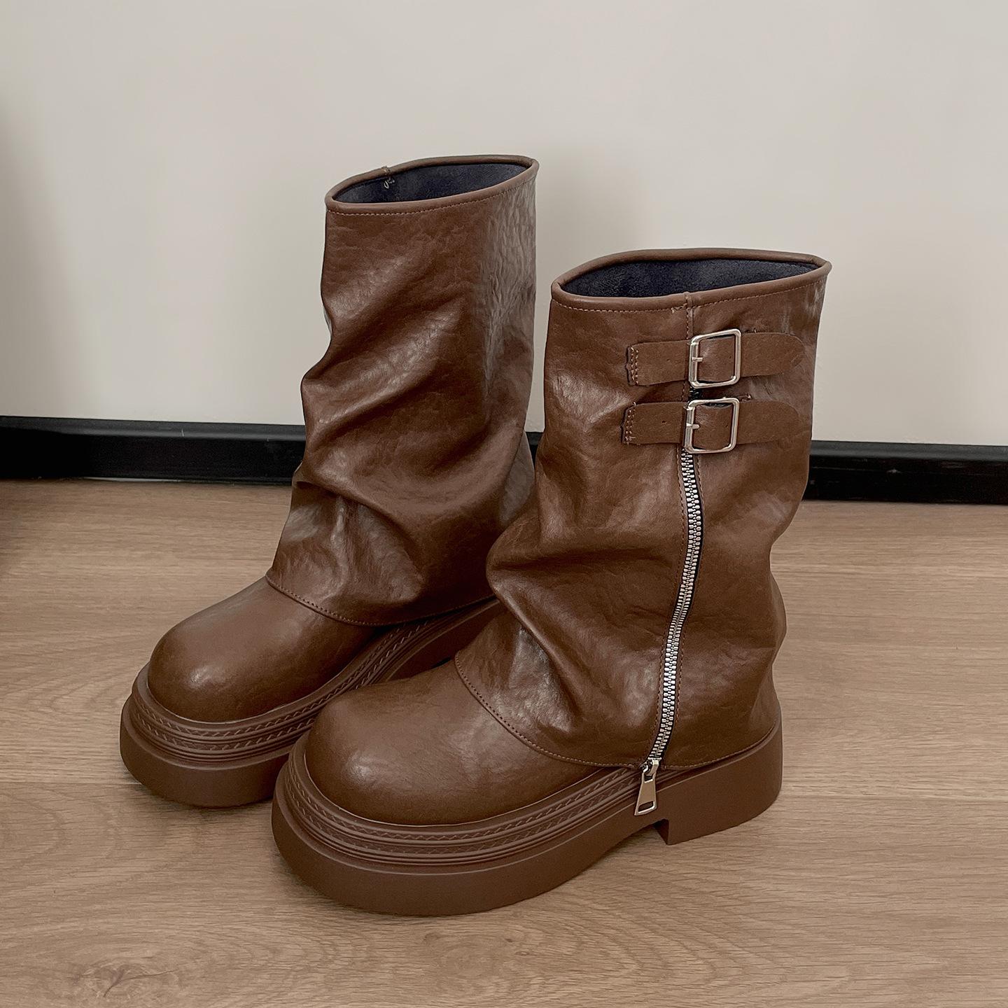 

Queen Fan Black British style thick-soled thick-heeled boots women s 2025 new autumn thin and heightened trouser boots 40 хаки