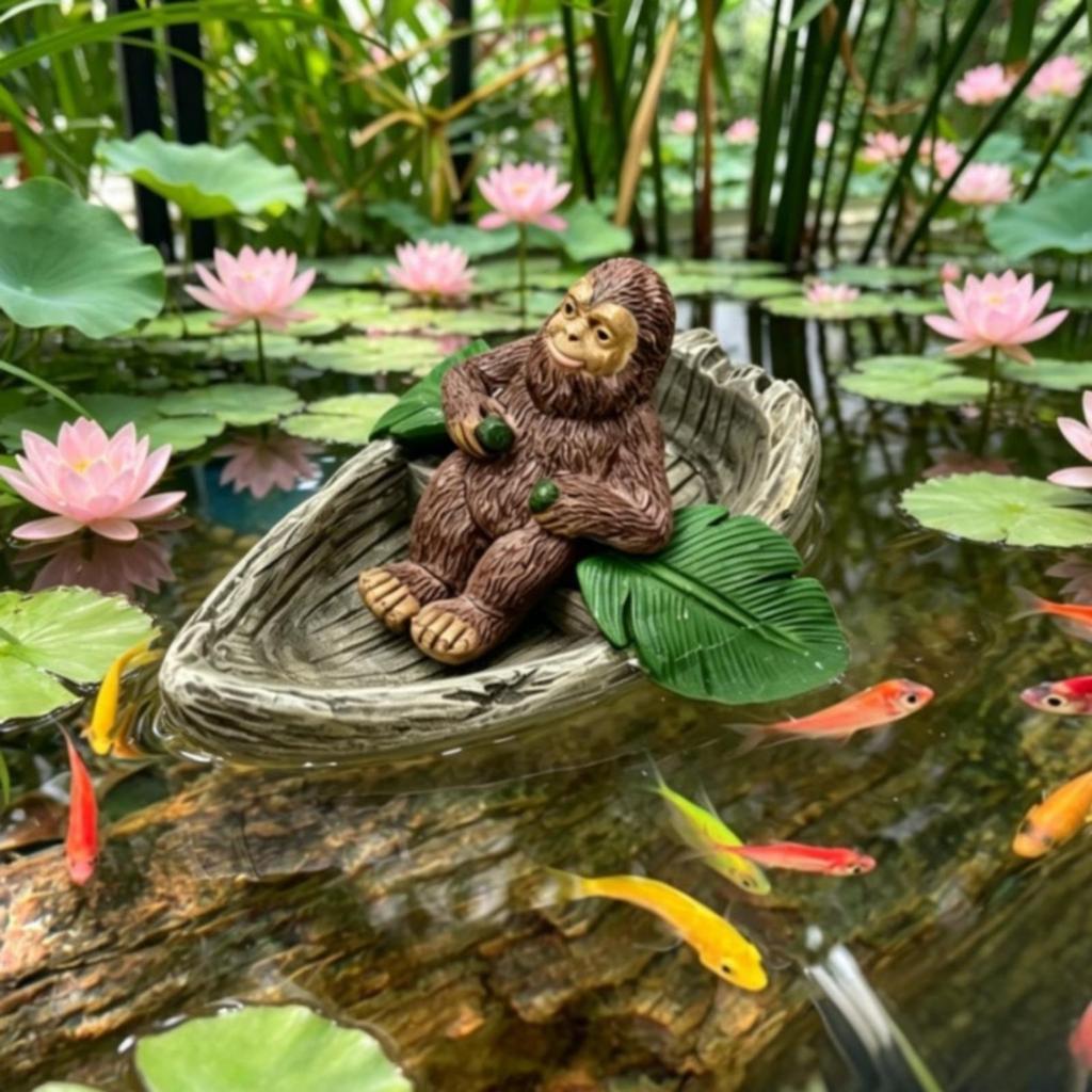 Monkey Figurine Resin Pond Ornament Decorative Aquarium Decoration for Gardeners, fishes Tank,