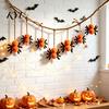 Indoor Halloween Party Supplies 78 Inch Hanging Spider Banner, Mini Black Orange Plush Wall Ornament for Home Pom Garland Party, Fireplace,