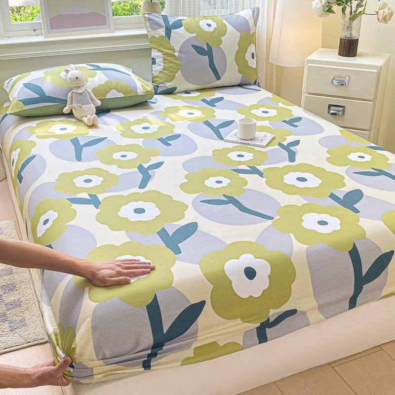 100% Cotton Bed Sheets Flower Printed Fitted Bed Sheet On Elastic Single/Queen/King Pure Cotton Bedsheets Sabanas Matrimoniales