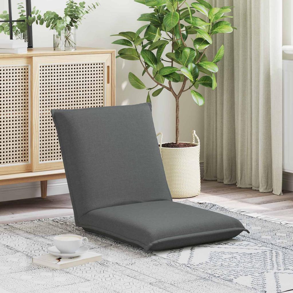 Adjustable Floor Chair Dark Grey Fabric
