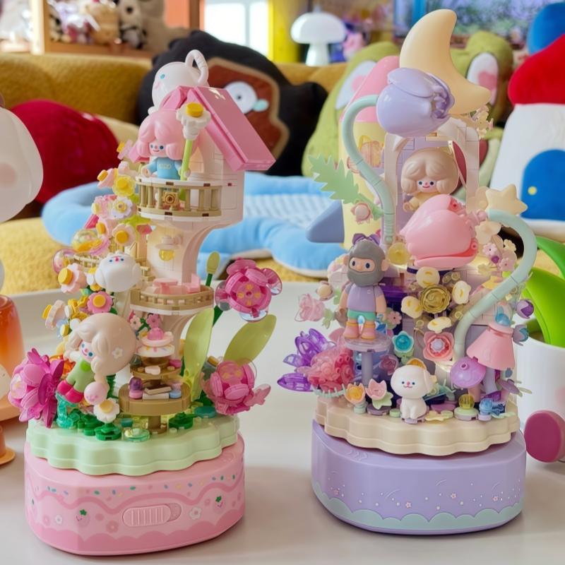 Finding Unicorn Series Building Block Music Box Rico And Farmer Bob Kawaii Puzzle Toy Decoration Assembly Children'S Gift