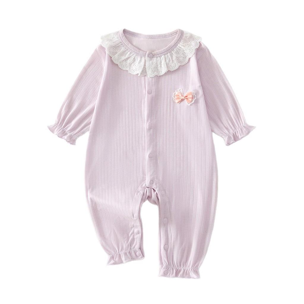 Atmungsaktiver Baby-Mädchen-Langarm-Sommer-Strampler