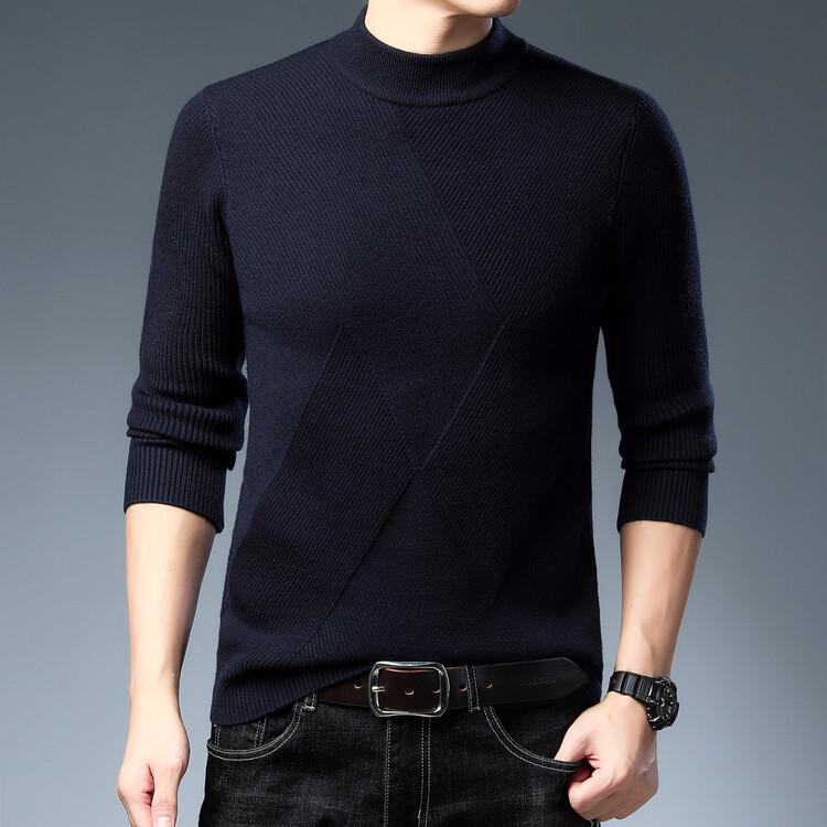 Men's Winter Knitted Sweater: Thick, Warm, Half-High Collar, Dad Style
