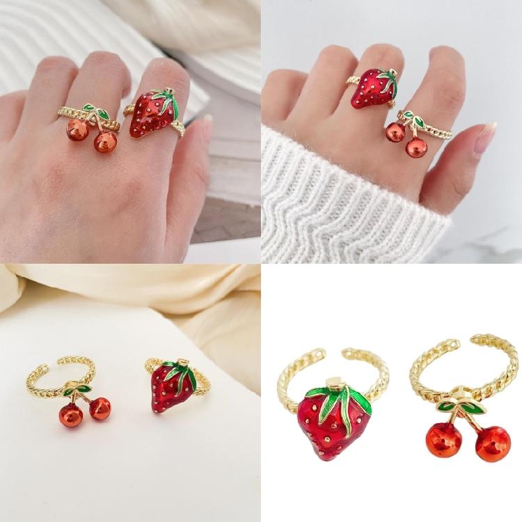 Fashionable Strawberry Rings Portable and Sturdy Alloy Jewelry Accessory for Everyday Use or As Thoughtful Gifts