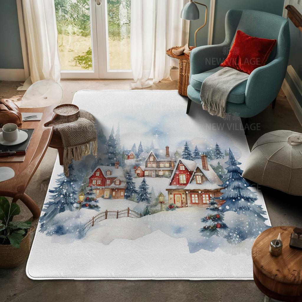 House Entrance Carpet Home Door Mat Living Room Bath Foot Bathroom Non-slip Water Absorption Rugs Bath Merry Christmas Winter