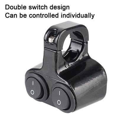 12V Headlight Switch Dual Button Control Aluminum Alloy Motorcycle Handlebar 7/8in 22mm Flasher Speaker Switch