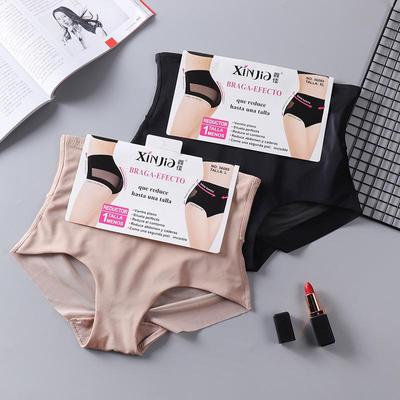 Atmungsaktive Mesh-Hose mit mittlerer Taille und spurlosem Abdominal-Schlankheits-Höschen, kleiner Bauch, der dünne, körperformende Höschen aus Eisseide abnimmt