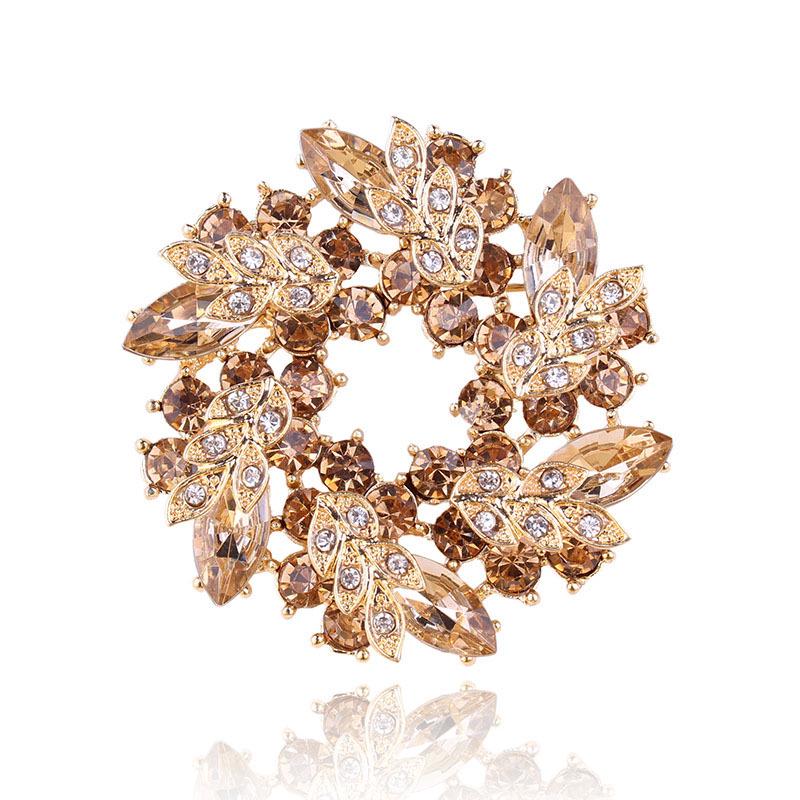 

Брошь-булавка Венок из акриловых кристаллов в европейском и американском стиле - Модный ювелирный аксессуар