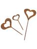 3PCS Iron Rusty Heart Shaped Garden Statue Pile Set for Outdoor Flower Pot Decoration Suitable for Balcony and Garden Spaces