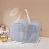 Compact Travel Cosmetic Bag with Breathable Mesh and Handle for Organized Toiletries