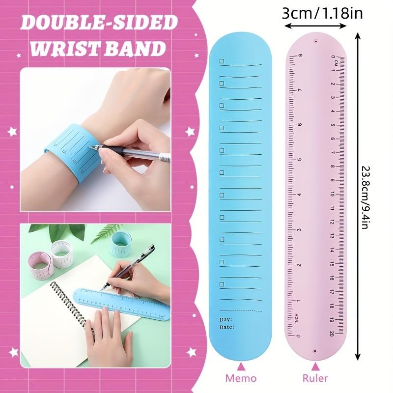 4 Pulseras de Silicona con Bloc de Notas y Regla, Pulseras Reutilizables Borrables de Lista de Tareas para Adultos, Maestros, Enfermeras