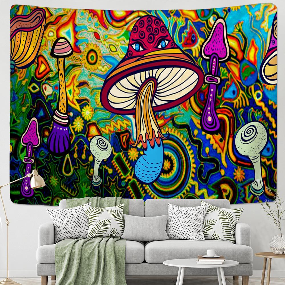 Mushroom Tapestry Wall Hanging Mandala Bohemia Psychedelic PiZZ Witchcraft Hippie Colorful Art Room Decor