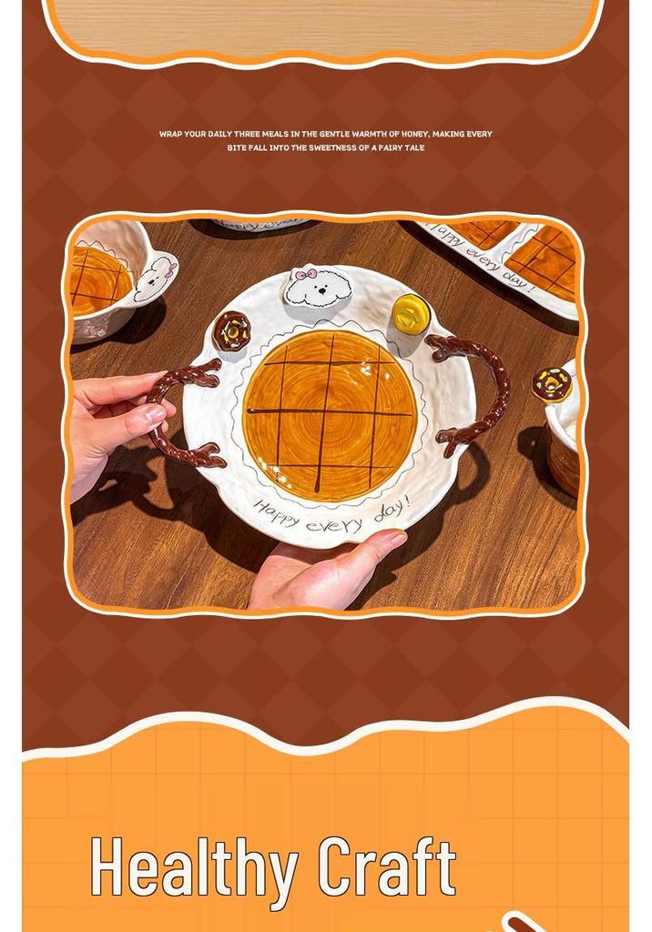 Elegant Ceramic Dining Set: Stylish Plates, Double-Handled Bowls, Coffee Cup, and Pasta Dish for Family Dining