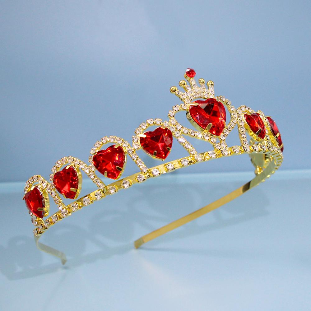 1pc Red Crown Shaped Birthday Gift Princess Headband Elegant Party Headwear Accessory Fashionable Women Royal Hair Decoration