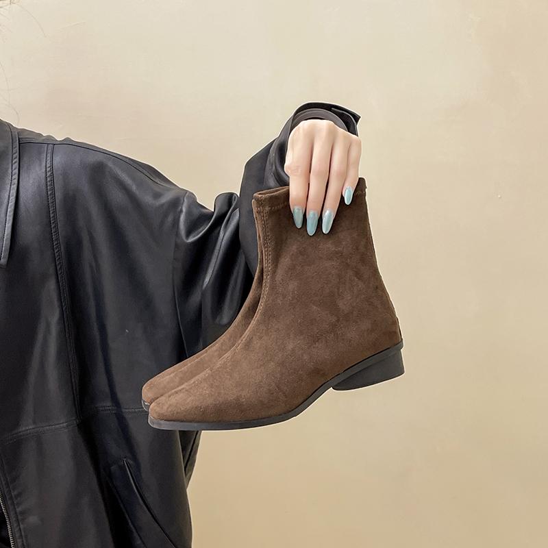 Fashion Autumn Winter Women Ankle Boots Low Heels Zipper Shoes Fashion Square Toe Comfortable Botas Zapatos De Mujer
