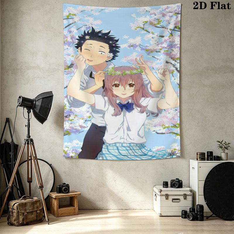 A Silent Voice Wall Tapestry Aesthetic Wall Hanging Printed Fabric Blanket Decorative Tapestries For Bedroom Living Room Home Decor