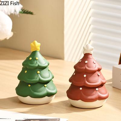 BRChristmas Tree Shape Ceramic Toothpick Holder Dental Floss Cotton Swab Boxes Nordic Creative Home Desktop Decor Organizer GiftEY