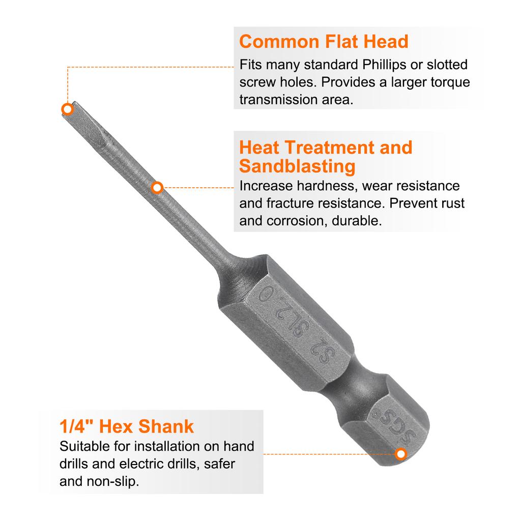 1/5/10pcs Magnetic Slotted Screwdriver Bits SL2 SL3 SL4 SL5 SL6 S2 Flat Head Screwdriver Bit 1/4" Hex Shank Screw Driver Bits