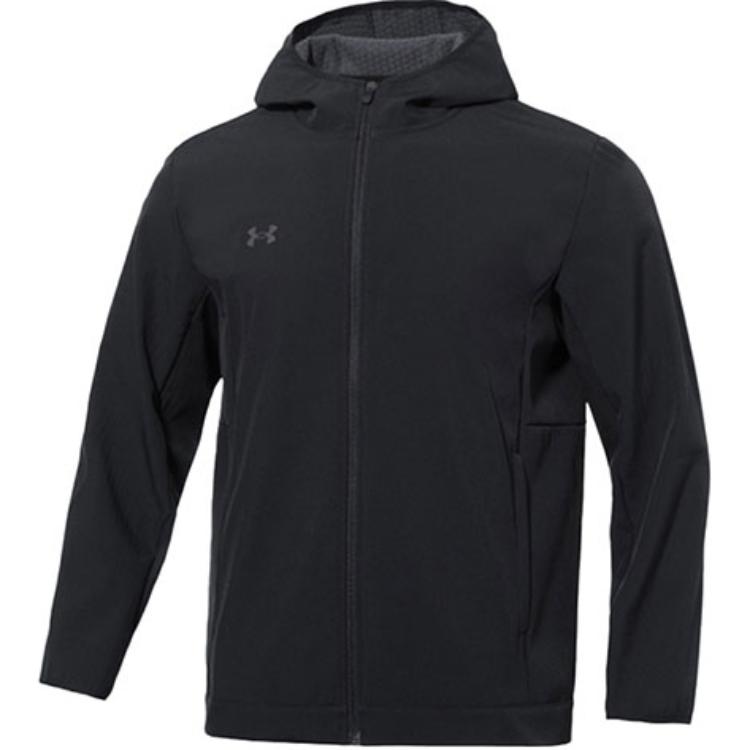 Under Armour Letter Hoodie And Loose Straight Knit Pants Casual Sports Suit Men suit Black 22600401-001+23600701-013