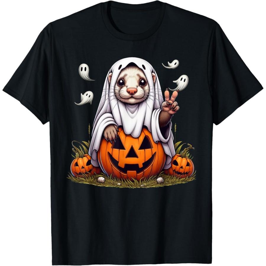 Funny Ferret Ghost Boo Halloween Ferret Womens Mens Kids T-Shirt S