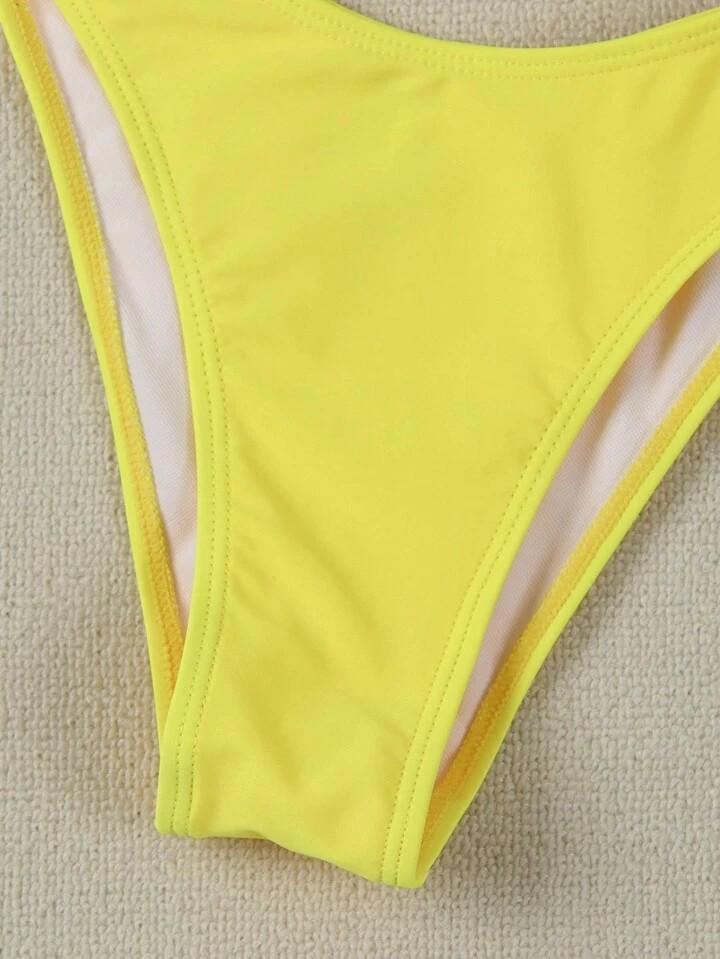 A18 Sexy European & American Solid Color Bandeau Bikini Set