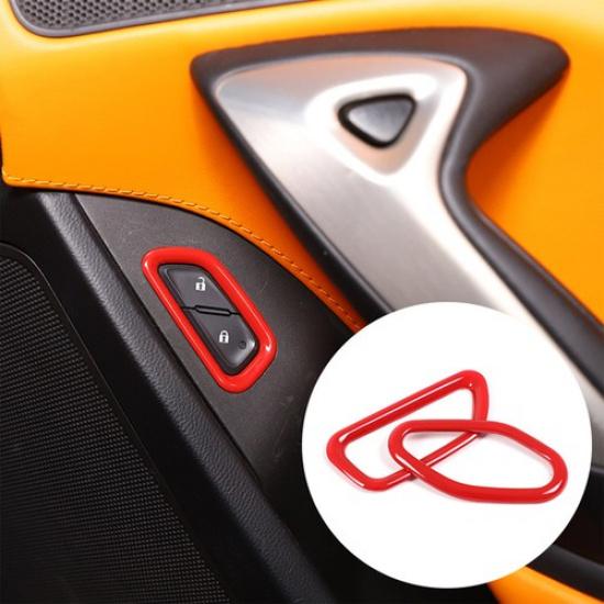 ABS Red Door Lock Switch Button Cover Trims molding for 2014-19 Corvette C7