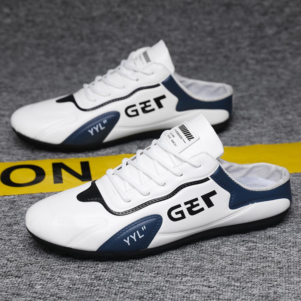 Men's Fashion Flats Slippers Breathable Slip On Shoes Casual Comfortable Shoes Section Baotou Half Slippers