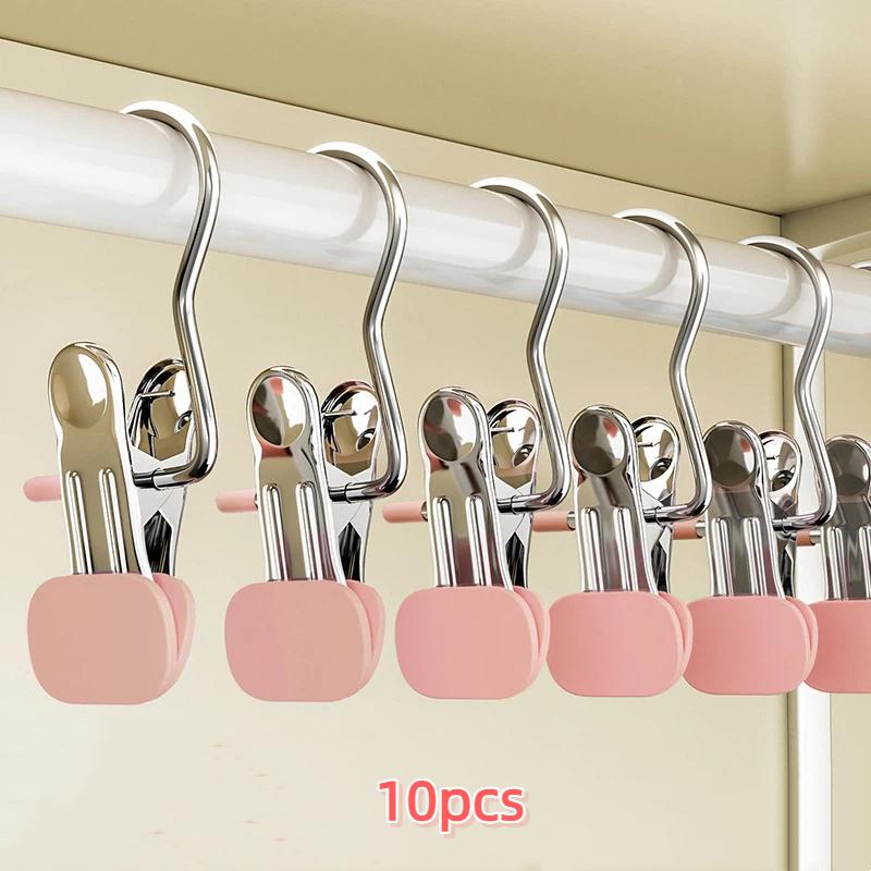 10 Pcks Multifunctional Clothes Pegs Clip Laundry Tongs Pants Hanger Dirty Laundry Basket Traceless Hat Hook Clothespin Storage