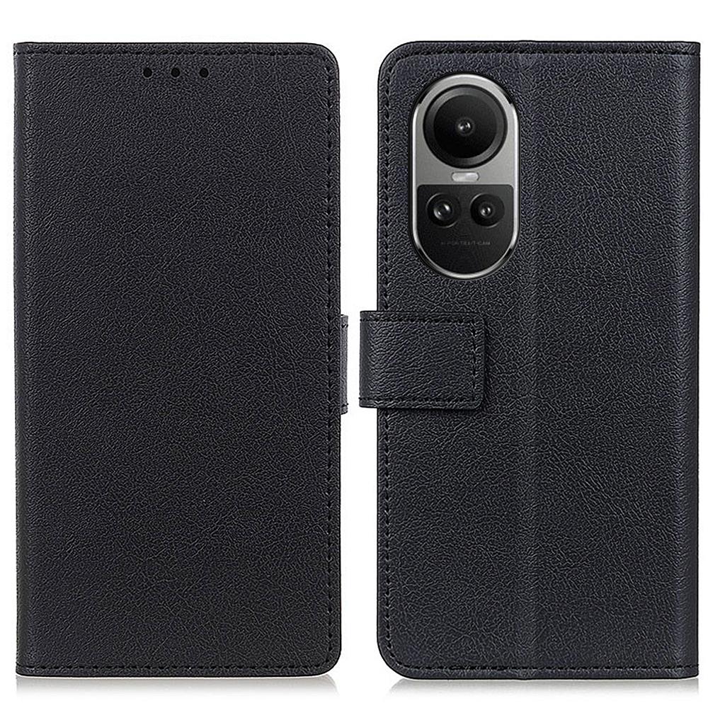 

For Oppo Reno10 Pro 5G (Global)/Reno10 5G (Global) Stand Wallet Phone Cover PU Leather Shell Textured Cell Phone Case Black