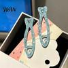 Fresh Fish Hollow Shape Clip 2Pcs Girl Hairpins, Acrylic Hair Clips with Built-in Elastic Clip, Broken Pins, Transparent Icy Blue Accessories