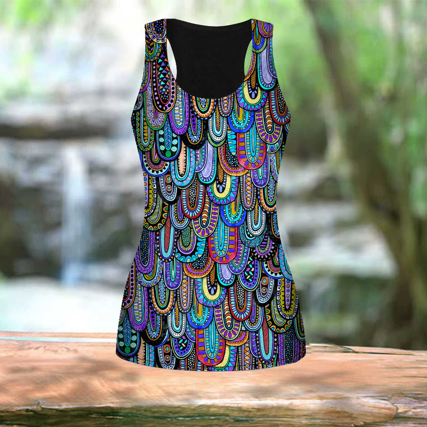 Женские летние спортивные рубашки с 3D цветным принтом из перьев для занятий йогой — фото 5