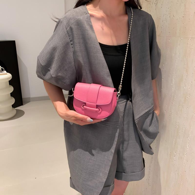 Fashionable Medium-sized Pu Saddle Bag For Women With Trendy Chain Handle