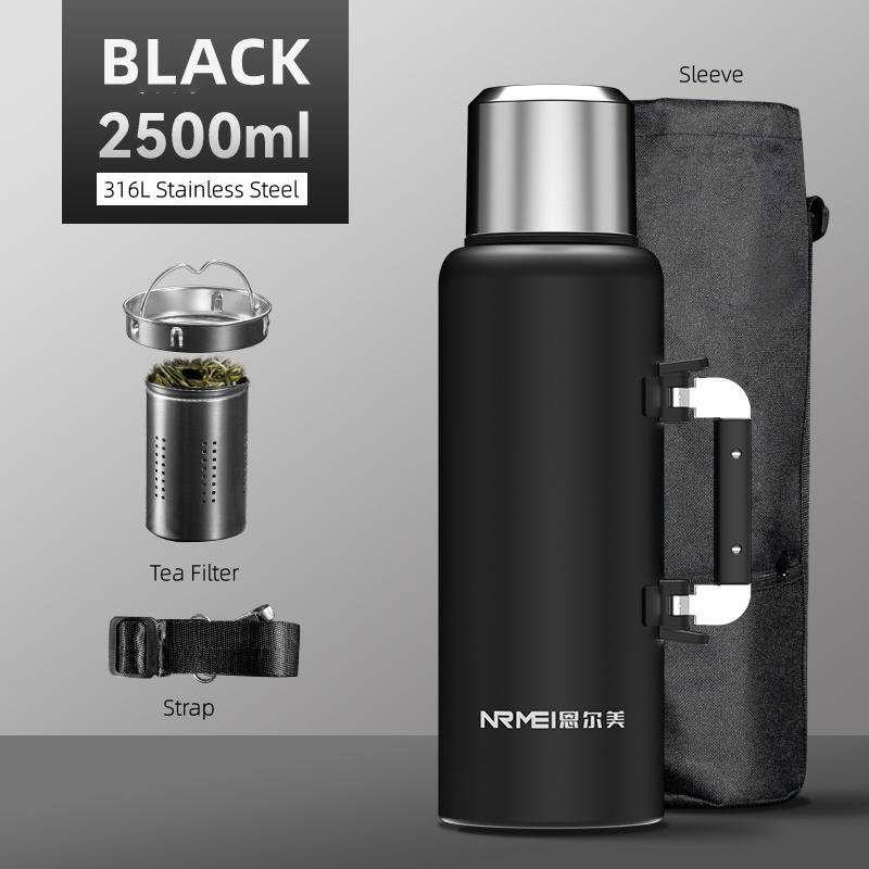 Stainless Steel Water Bottle with Handle, Portable Sports Bottle, Leakproof, BPA Free, Large Capacity, Thermos with Handle