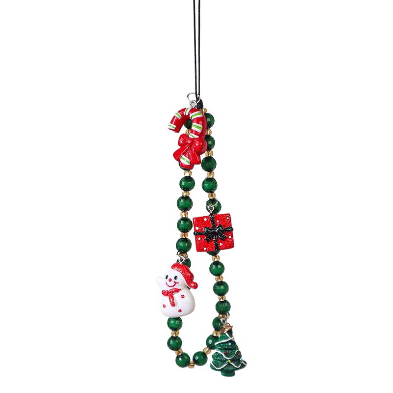 Christmas Mobile Phone Chain Universal Anti-Lost Phone Chain Cartoon Santa Claus Christmas Trees Beaded Phone Lanyard Gifts