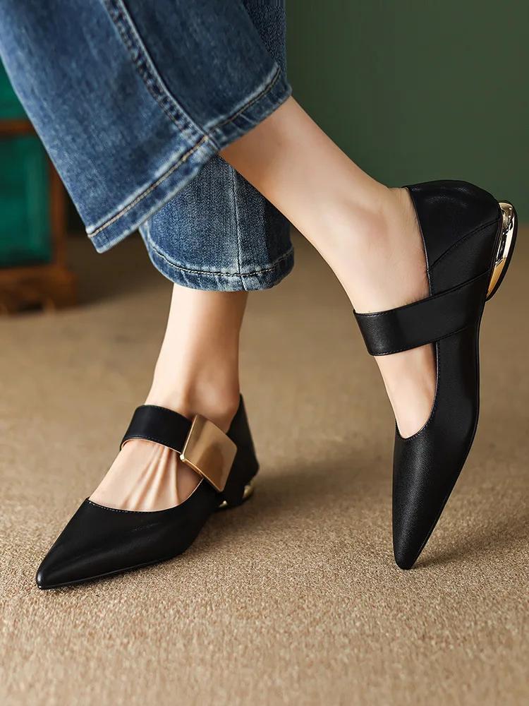 Fashion Women Nature Suede High Thick Heels SmallHut Black Apricot Square Toe Pumps Elegant Lady Metal Decoration Shoes 2025
