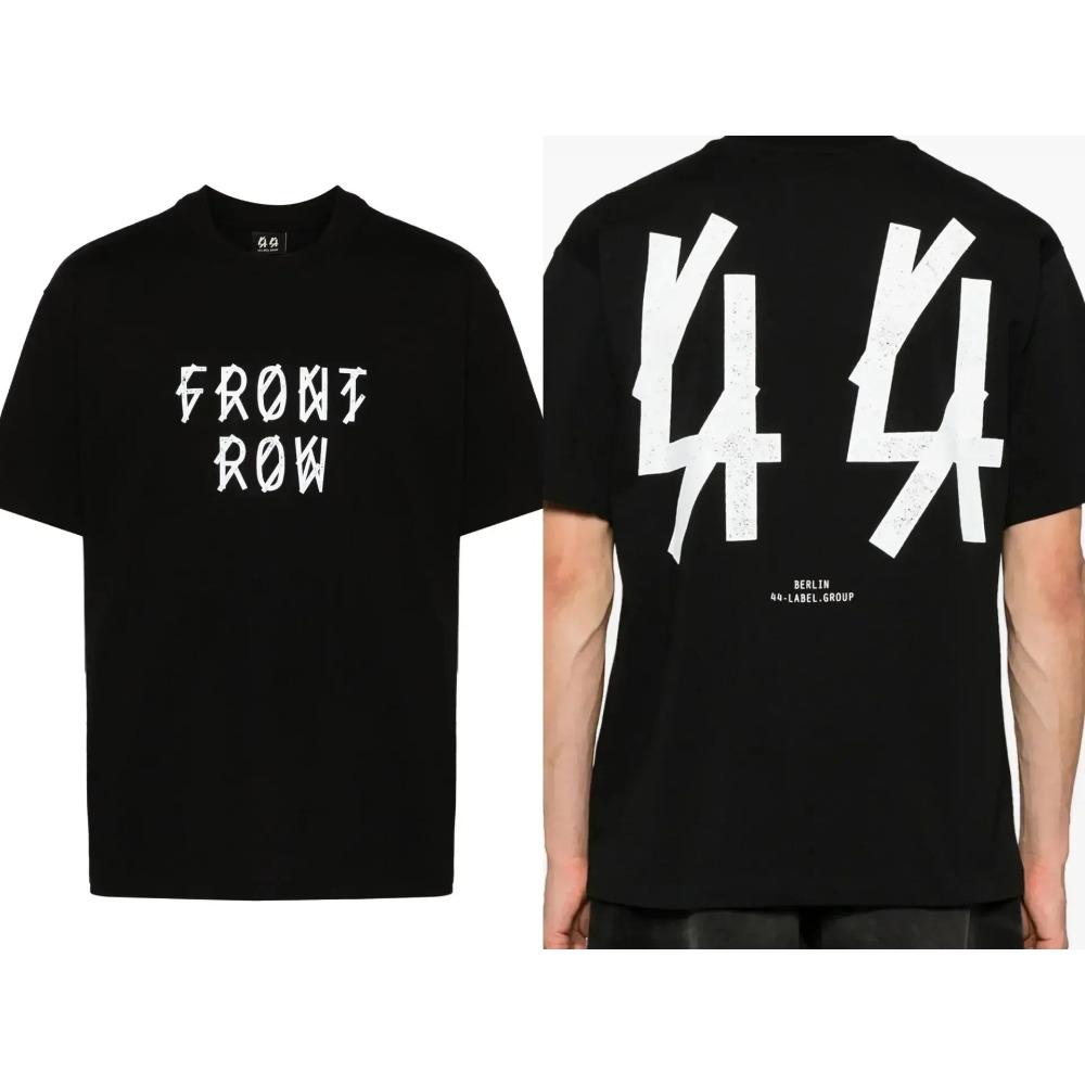 44 Gruppo di Etichette "Sole Morente" Maglietta Oversize Double-Sided, Maglietta Streetwear con Logo Usurato, Top Casual Unisex