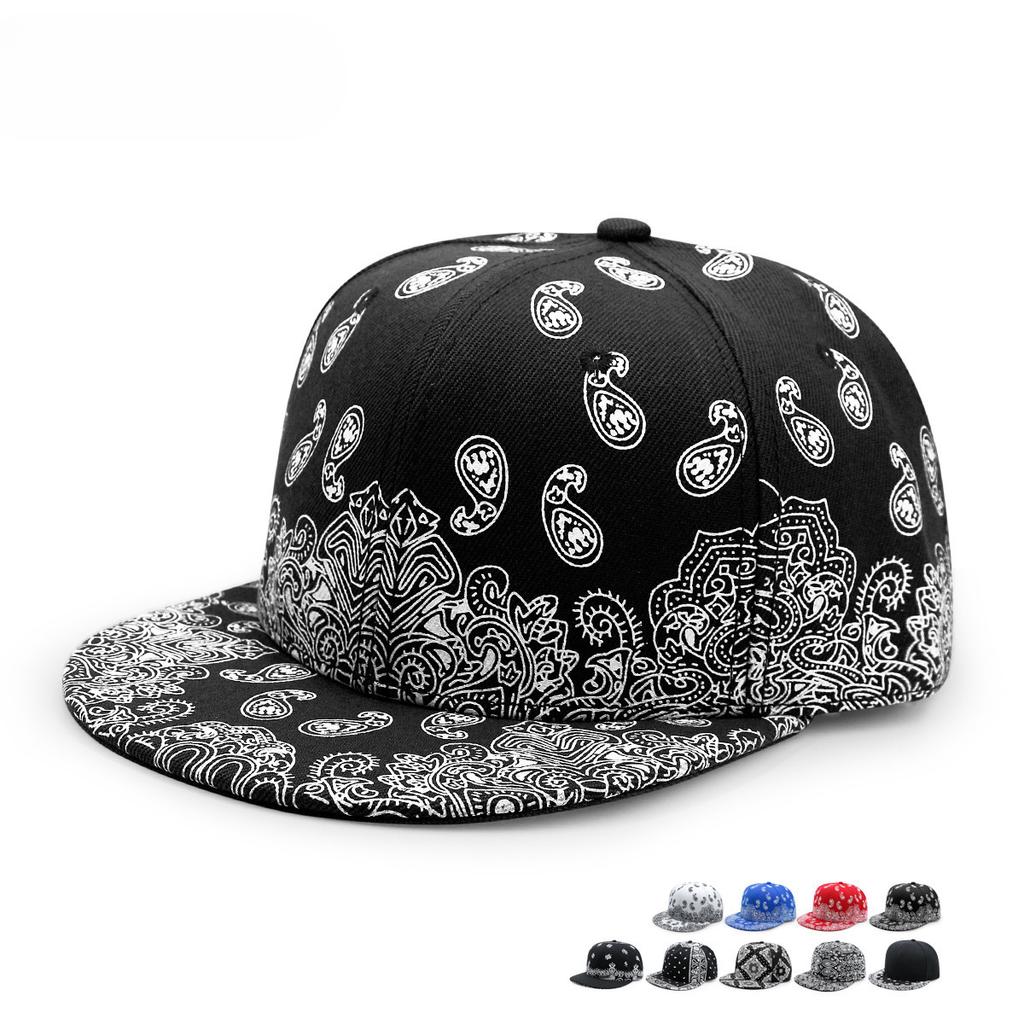 Fashion Cashew Print Hip Hop Flat Edge Baseball Cap Men and Women Trendy Street Dance Flat Hat Performance Casual Hat