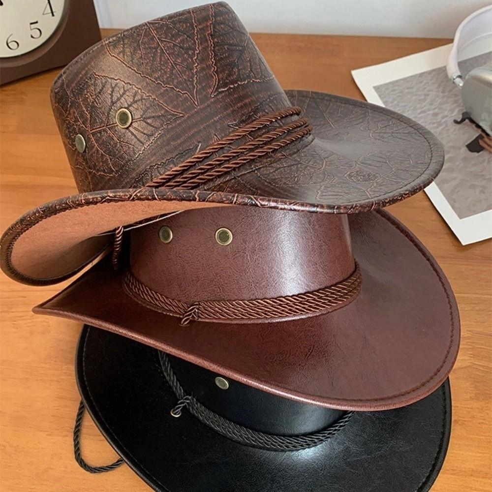 Wide Brim Western Cowboy Hat Ethnic Style Visor Cap Gentleman Knight Hat  Cycling