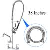 COOLWEST 38 Inch Flexible Stainless Steel Hose Replacement Kit for All Brand Commercial Pre-Rinse Kitchen Sink Faucet (96CM 38")